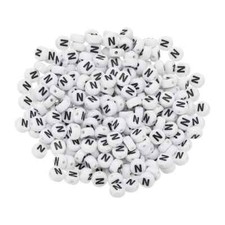 100 Round Acrylic 7mm Letter Beads - Letter N