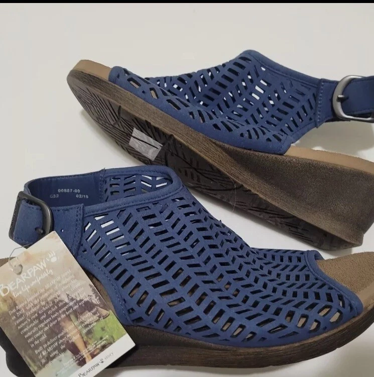 BearPaw Mujer Casual Cuña 2094w-ROXIE Azul EE. UU. 11W Etiquetas Nuevas  Foto 3 de 4