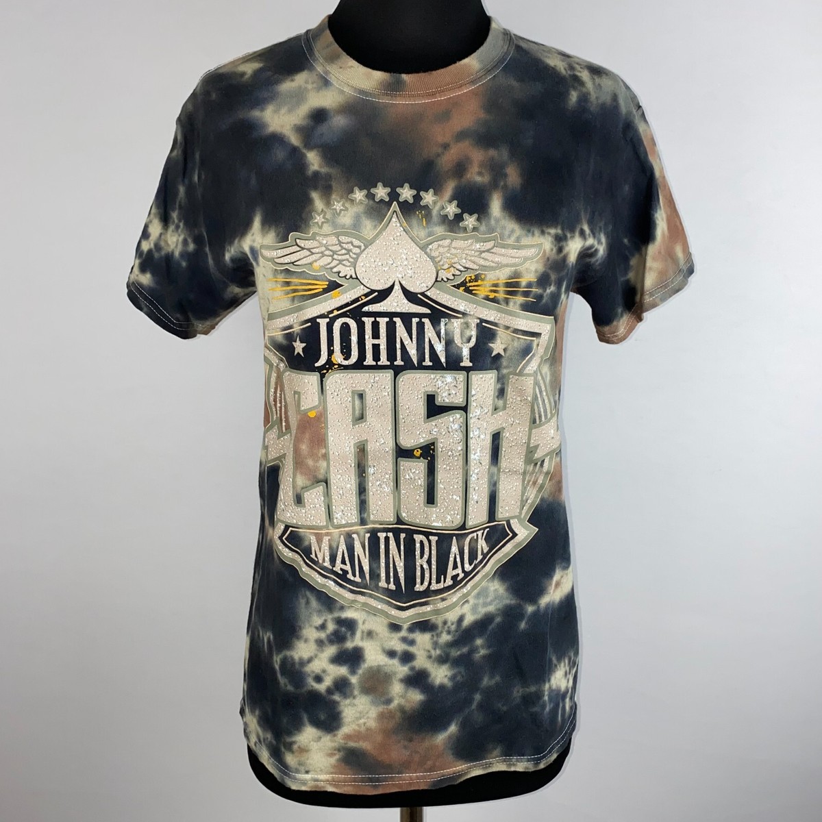 Johnny Cash S Man In Black Multicolor Tie Dye Graphic T-Shirt Tee Short  Sleeve