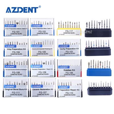 AZDENT FG101-FG1 Fresas Dentales de Diamante Kit Fresas Dentales para Taladros