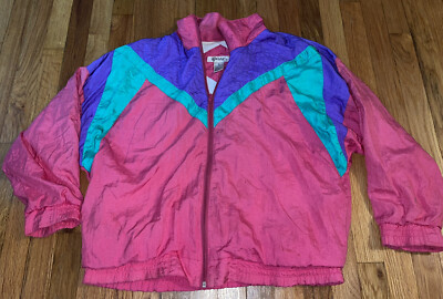 VTG Abraxas MultiColor Vintage Zip Up Windbreaker Long