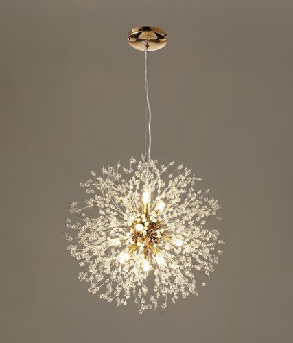 Nordic Dandelion Flower Gold Chrome Crystal Chandelier Pendant Light Lamp Bulbs - Picture 15 of 16