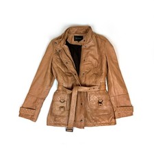 Mac Douglas Womens Vintage Soft Leather Jacket In Tan Brown Size 44 To Fit M / L