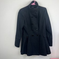 Calvin Klein black wool blend double breasted mock neck jacket Womens Size 6