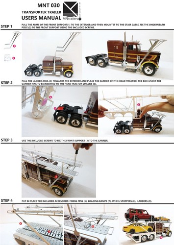 BLACK U.S. 9 CAR HAULER TRANSPORTER 1:18 scale for PETERBILT 359 Road Kings - Picture 7 of 7