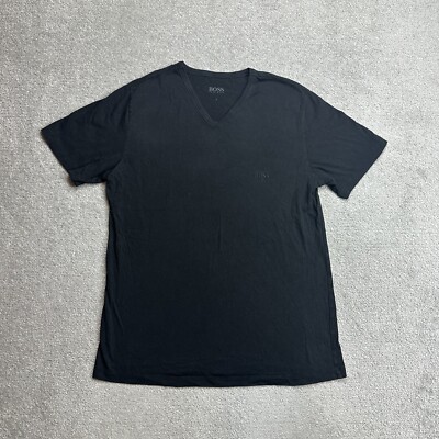 HUGO BOSS Herren T-Shirt Kurzarm Gr. L Regular Fit Classic Logo 26701 Schwarz