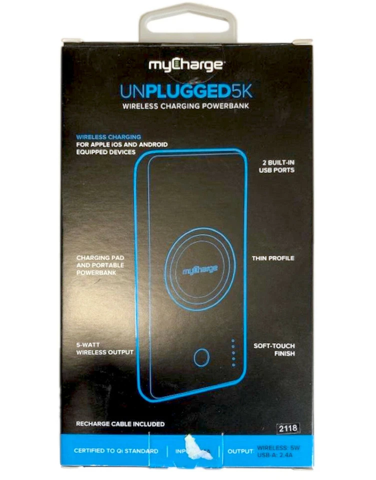 NUEVO cargador inalámbrico myCharge 5K desenchufado + banco de alimentación blanco 5000 mAh Foto 2 de 4