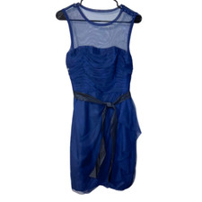 White by Vera Wang Bobbin Bridesmaid Dress Size 6 Midnight Blue Illusion Neck