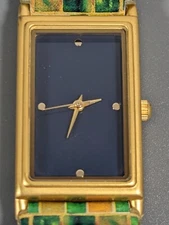 The Metropolitan Musuem Of Art Blue Dial Gold Tone Rectangle Case Watch