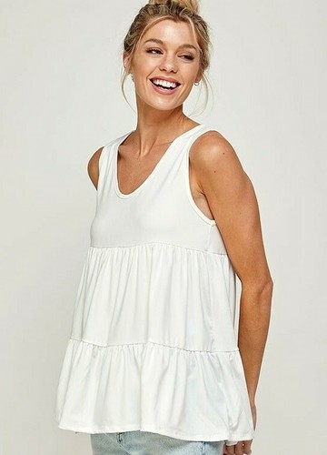 White TANK TOP Size 2XL Ruffles WOMENS PLUS Sleeveless SHIRT | eBay