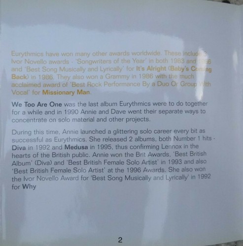 Eurythmics - Annie Lennox Dave Stewart - 2001 CD - UK - BMG Music (CDLP) PROMO - Picture 6 of 7