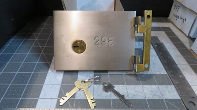 Antique L.L. Bates 1886 Safety Deposit Box Door, Hinges, 2 Op & 1 Guard Key #296