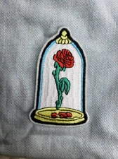 Beauty and the Beast Rose Embroidered Iron on Patch Free Shipping