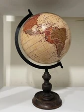 Table Top World Globe Brown Decorative Desk Decor Tabletop Display 15 inches