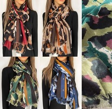 Ladies Leopard Print Scarf Shawl Wrap Animal Scarf Long Large Colourful Rainbow