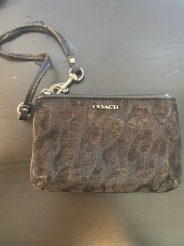 Coach Ocelot Black and Sparkly Leopard Wristlet Mini  - Picture 1 of 2