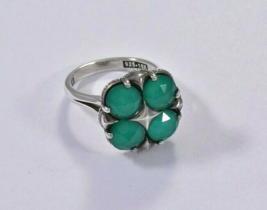 Tacori Sterling Silver 18K Yellow Gold City Lights Green Onyx Clear Quartz  Pave