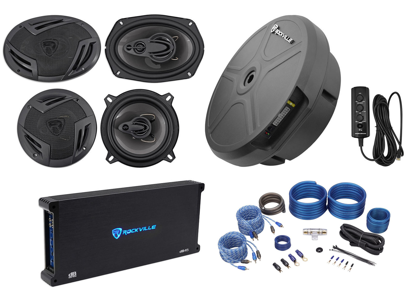 2 Rockville 6x92 Автомобильные колонки 525 дюймов Усилитель Скрытая запасная шина с электроприводом 6829000₽