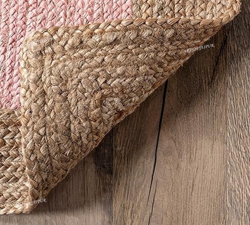 9x12 Ft, Handmade Pink Jute Rug Bohemian Decor Large Size Rug Farmhouse Rug - Picture 4 of 9