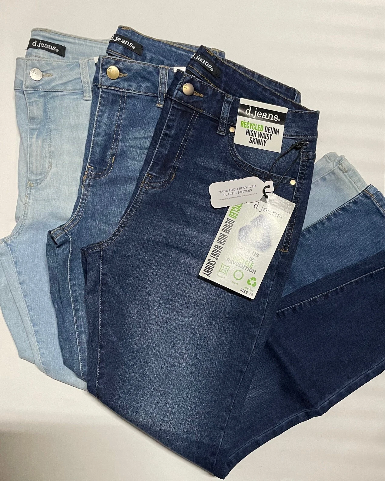 Djeans Skinny Womens Stretch High Waist Jeans 5 Pocket Jeggings with Zipper NWT