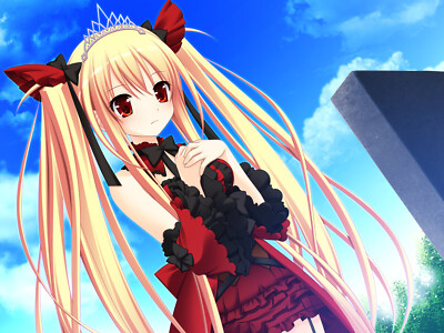 Anime blonde hair bloody rondo clouds dress game cg Custom Gaming Mat Desk