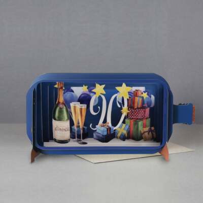 Message In A Bottle 3D Pop Up Karte - 90. Geburtstag Champagnerflasche MIB112