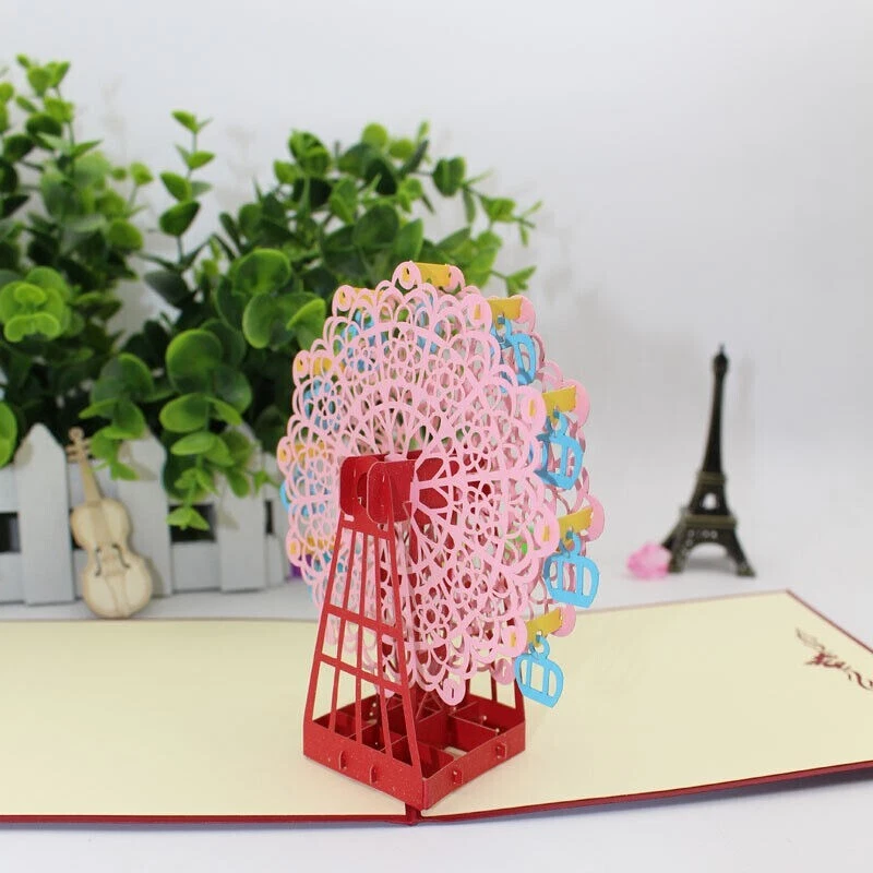 Ferris Wheel PopUp Greeting 3D Card Gift Thanksgiving Anniversary XMAS Valentine - Image 2 of 4