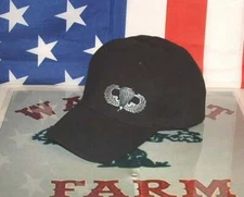 US Army Airborne Offset Jump Wings Military 100% Cotton Embroidered Ball Cap.
