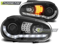 VW Golf 4 Scheinwerfer LED Tagfahrlicht Optik + LED Blinker.Schwarz Bj.1997-2004
