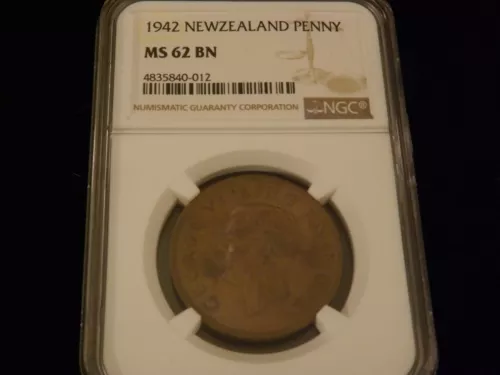 1942         Penny    New Zealand       NGC  MS 62 BN