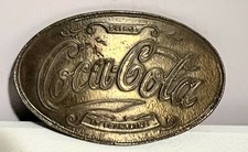 Coca Cola Belt Buckle Advertising Brass Plated 5 Cents at Fountains Vintage