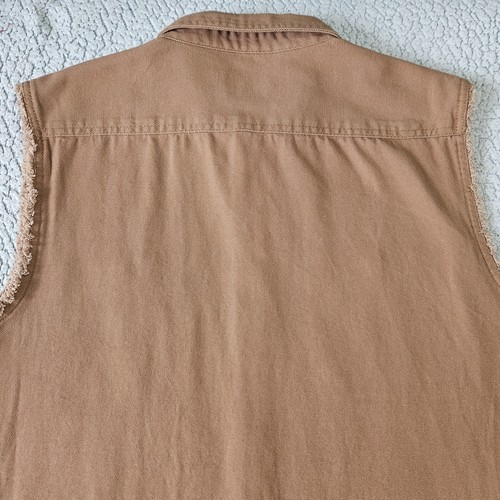 C.E. Schmidt Workwear Vest Large Brown Canvas Sleeveless Frayed 2 Pocket Cowboy - Picture 17 of 17