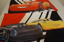 Pair of Pixar Cars Pillowcase Double Sided Black White Striped Lightning McQueen