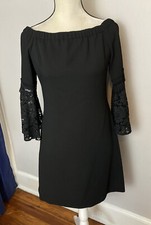 Eliza J black dress lace sleeves occasion party 4 Off Shoulder LBD cocktail
