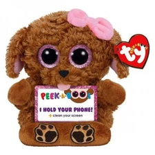 Ty Peek-A-Boo Phone Holder with Screen Cleaner Bottom Zelda curly dog 5" 13cm