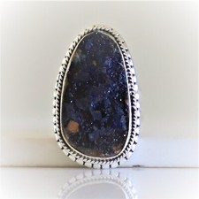 RAW AZURITE MALACHITE NATURAL GEMSTONE 925 STERLING SILVER JEWELRY RING 3 TO 12