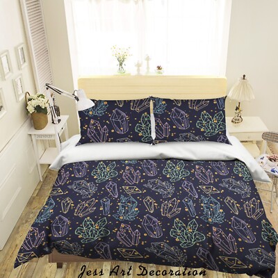 3D Crystals Hand Drawn Pattern Quilt Cover Set Bedding Sets Pillowcases Queen 2