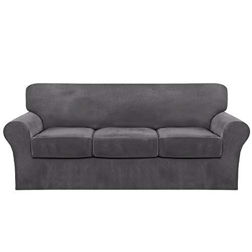 Velvet Sofa Covers Stretch Couch Covers for 3 Cushion Couch Furniture 