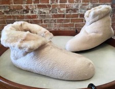 Dennis Basso Blonde Beige Signature Faux Fur Lined Bootie Slipper M 8-8.5 New