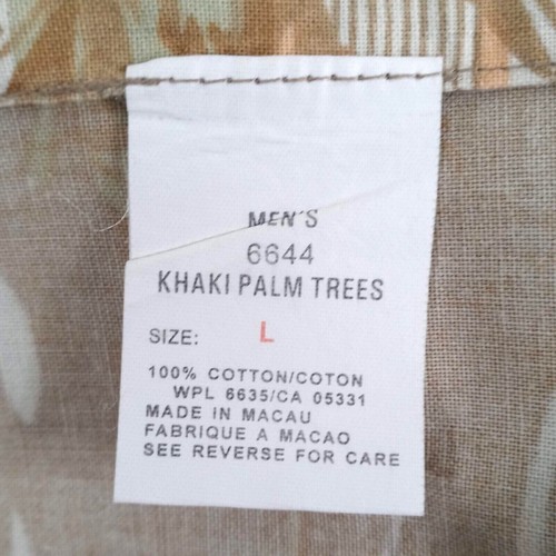 Woolrich Shirt Mens L Khaki Palm Trees Hawaiian Tropical Camp Bowling Style - Picture 7 of 8