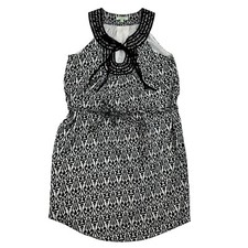 Jade Melody Tam Black White Damask Dress Tie Belt Sz XS Sleeveless Lined