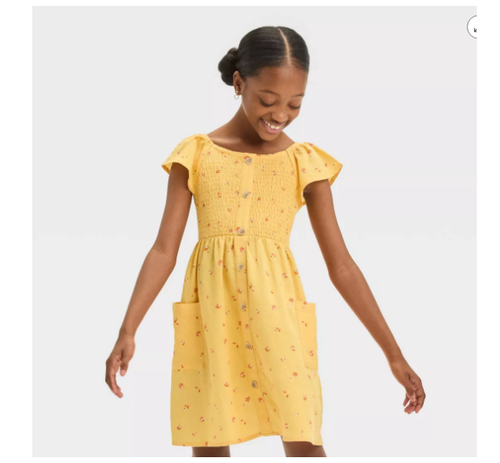 Girls' Short Sleeve Woven Dress - Cat & Jack L 10/12