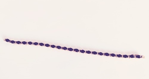 Gorgeous Garnet 9 Carat Gold Tennis Bracelet and Diamond . Hallmarked - Picture 3 of 5