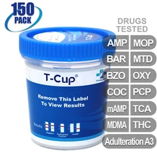NEW Mintegrity Drug Test 12-Panel T-Cup Urine Home Kit 150-Pack #MI-TDOA-7125A3