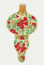 Tall Florentine Jeweled Flowers Ornament HP Needlepoint Canvas by Alexa Design