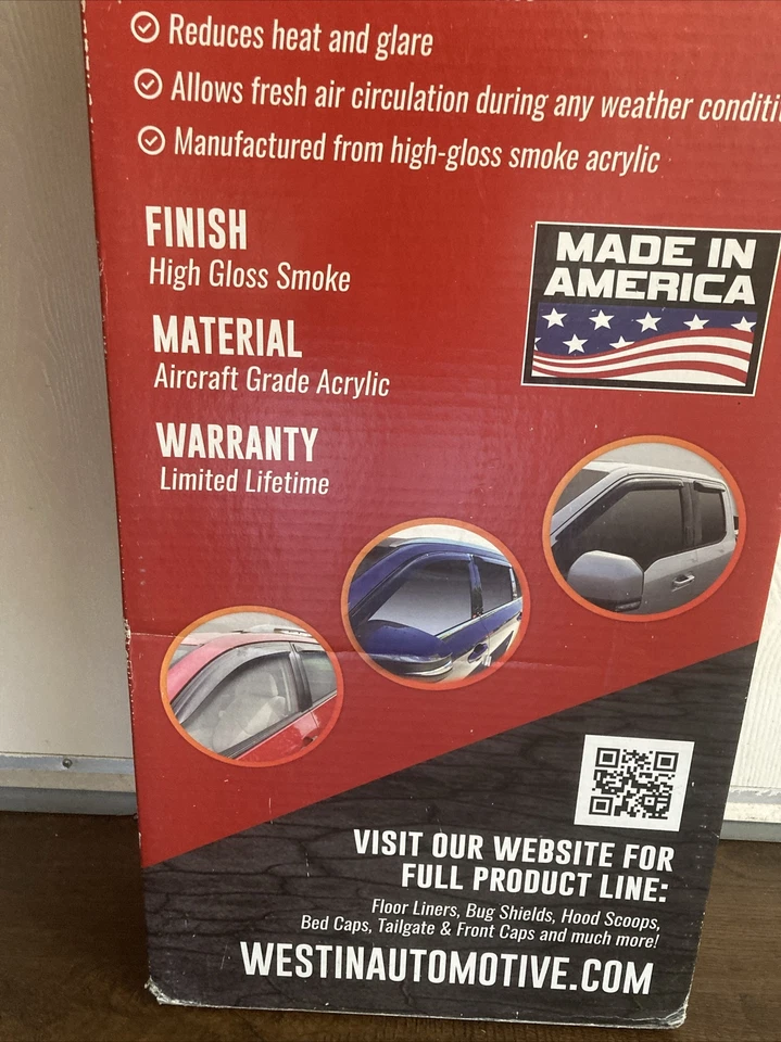 Cinta de fácil instalación Westin en deflectores de viento 4 piezas acrílico humo Toyota Tundra nuevo en caja Foto 4 de 4