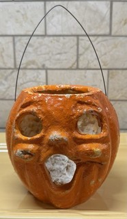 Vintage Choir Boy Paper Mache Pulp Halloween Jack O Lantern 4.5” tall Pumpkin