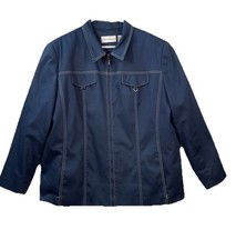 Alfred Dunner Jacket Womens Size 20 White stitching Zip Front Outerwear Buisness