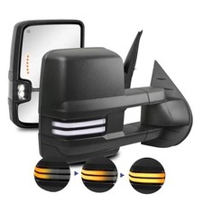 2PCS Towing Mirrors Power Heated Compatible for 2008-2013 Chevy Silverado Black
