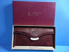 Buxton Organizer Clutch Wallet Coin Purse Checkbook Organizer Brown Leather IOB